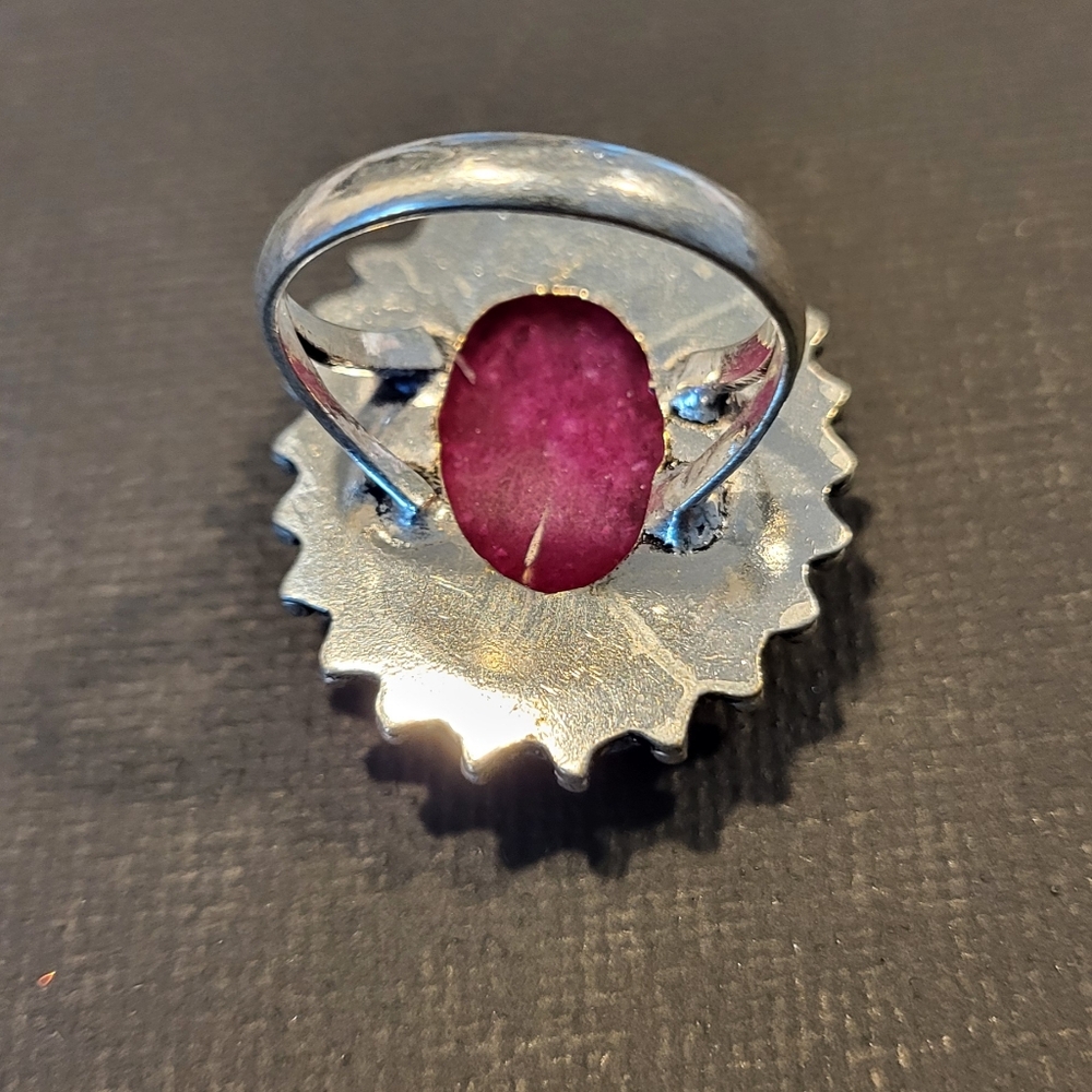 Natural Simulated Ruby Silver Ring - image 2